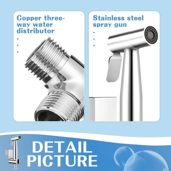 Bidet Sprayer Set, IDMAX Handheld Bidet Sprayer Kit Stainless Steel Bathroom Cloth Diaper Washer Portable Toilet Hand Shower Sprayer Muslim Shower for Personal Hygiene