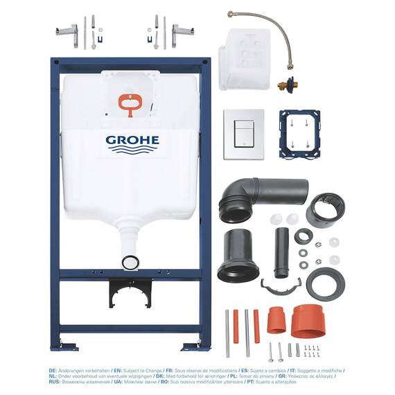 GROHE Rapid SL - 3 in 1 Set für WC (mit Schnellverstellung und Höhensicherung, tiefenverstellbar, Zu- und Ablaufgarnitur, fixierte Objektanschlüsse), chrom, 38772001