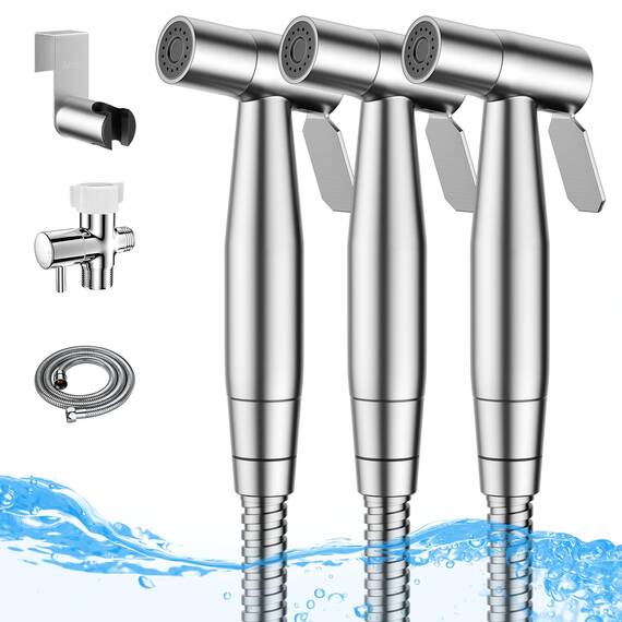 Arofa Hand-Bidet-Sprühgerät für Toilette, 3 Stück, Bidets-Wasserhahn für vorhandene Toiletten, Stoffwindelstrahl, muslimische Dusche aus Edelstahl mit Bidet-Schlauch für weibliche Wäsche
