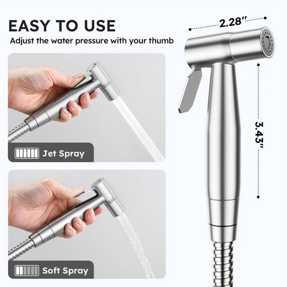 Arofa Hand-Bidet-Sprühgerät für Toilette, 3 Stück, Bidets-Wasserhahn für vorhandene Toiletten, Stoffwindelstrahl, muslimische Dusche aus Edelstahl mit Bidet-Schlauch für weibliche Wäsche