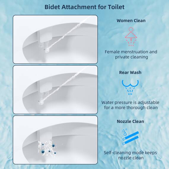 Hibbent Bidet-Aufsatz für Toilette mit selbstreinigender Doppeldüse, Heiß- und Kaltwasserspray, nicht elektrisch, mechanischer Toilettensitz, Bidet für hintere oder weibliche Waschung, Desinfektion