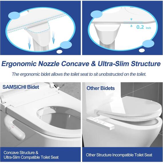 SAMSICHI Bidet Attachment for Toilet, 2 Pack Retractable Cold Water Bidets for Existing Toilets, Bidet Toilet Seat Attachment for Frontal & Rear Wash, Bidet Attachment with Water Pressure Control
