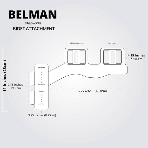 BELMAN Klassischer BidetWCAufsatz modern & schlank Frischesaubere Wasserspritze Selbstreinigende Doppelwaschdüsen Einstellbarer Wasserdruck Nicht elektrisch schnelle Installation Schwarz