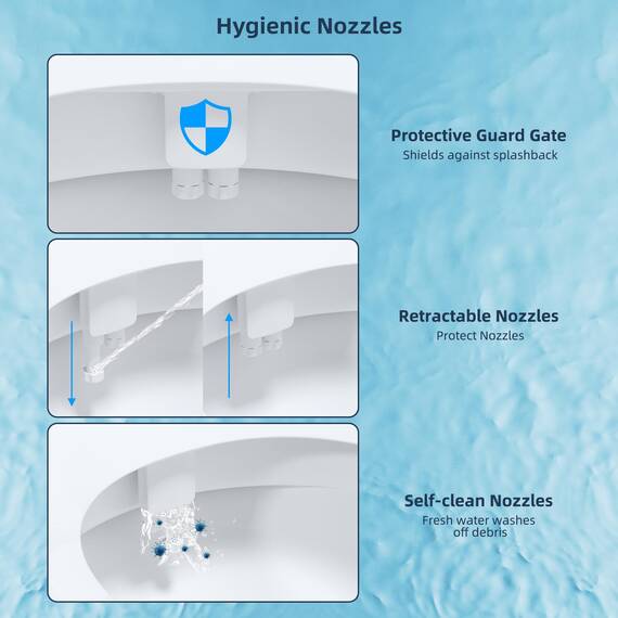 Hibbent Bidet-Aufsatz für Toilette mit selbstreinigender Doppeldüse, Heiß- und Kaltwasserspray, nicht elektrisch, mechanischer Toilettensitz, Bidet für hintere oder weibliche Waschung, desinfizierend