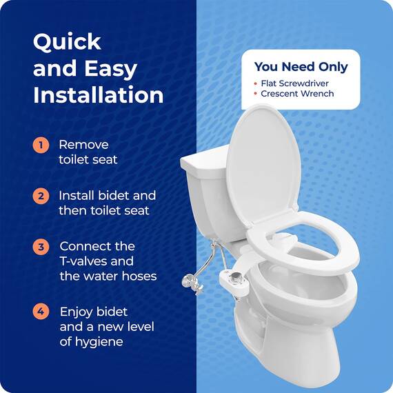 Squatty Potty SP Refresh-it Dual Stream Fresh Water Bidet Toilet Seat Attachment Non Electric, White, 17 x 4.5 x 9.8 inches