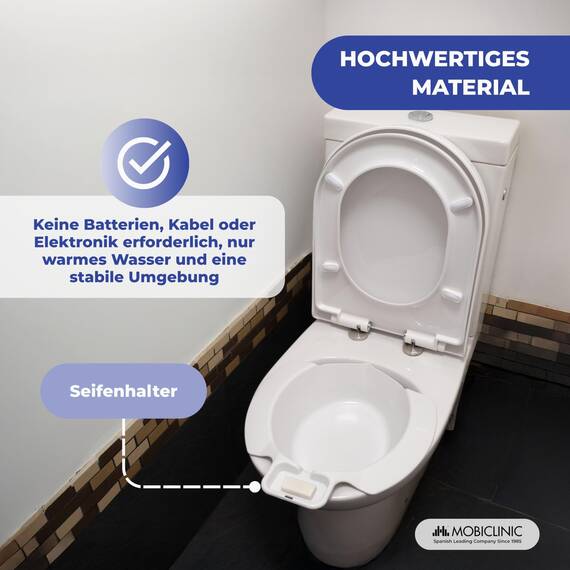 Mobiclinic®, Tragbares Bidet für WC, Intimhygiene, Wochenbett, Hämorrhoiden, Senioren, 4 l Fassungsvermögen, Keine Montage Erforderlich, rutschfeste Unterseite, 41,5 x 35 x 12 cm, Weiß, Hana