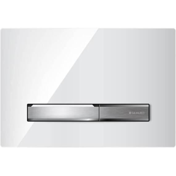 Geberit Betätigungsplatte Sigma 50 (für 2-Mengen Spülungen, Betätigung von vorne, Farbe weiß Alpin, für UP Spülkästen) 115788112 & 115610001 Einwurfschacht für Unterputz-Spülkasten 115.610.001