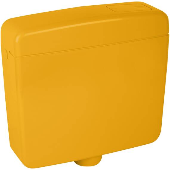 Calmwaters® Spülkasten Curry mit Spül-Stopp-Funktion, 6-9 Liter Spülmenge, Aufputzspülkasten WC schmal, flacher Spülkasten Elements, Aufputz-Montage, Start-Stopp-Taste, Curry-Gelb, 29HB2729
