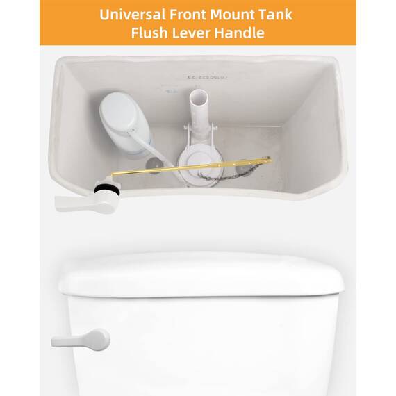 Hibbent Universal-Ersatzgriff für WC-Griff, mit Edelstahl-Flapperketten, für die meisten Toiletten-Frontmontage, Weiß, WC-Griff