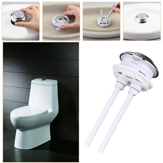 2 Stück Standard WC Taste für Toilette Wasser Tank Drucktasten 38 mm Pop-up Dual Flush Push Button für WC Dusche Badezimmer (Silber)