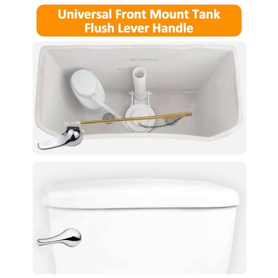 Hidnvefen WC-Griff-Ersatz-Set, universeller WC-Spülgriff, Zinklegierung, WC-Tank-Auslösehebel mit H2-Messingarm, kompatibel mit amerikanischem Standard/Mansfield-Toilette