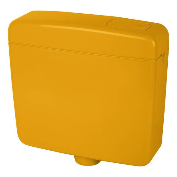 Calmwaters® Spülkasten Curry mit Spül-Stopp-Funktion, 6-9 Liter Spülmenge, Aufputzspülkasten WC schmal, flacher Spülkasten Elements, Aufputz-Montage, Start-Stopp-Taste, Curry-Gelb, 29HB2729