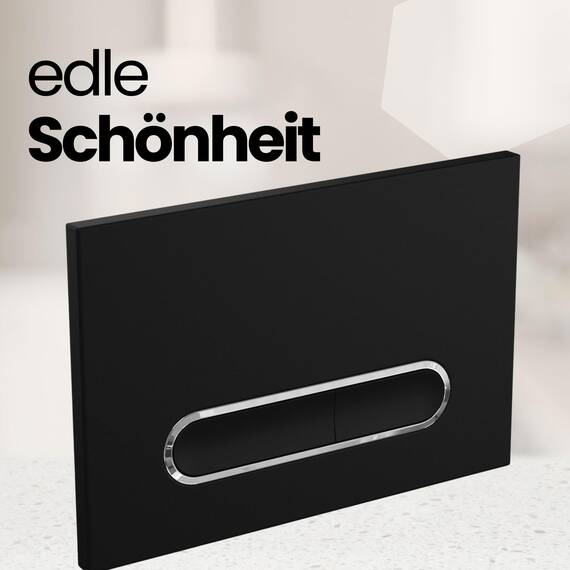 MYLAVABO Drückerplatte WC Betätigungsplatte passend für Geberit Sigma Vorwandelement für Geberit Spülkasten Sigma UP300, UP320, UP700, UP720 (Schwarz-Chrom oval, Kunststoff)