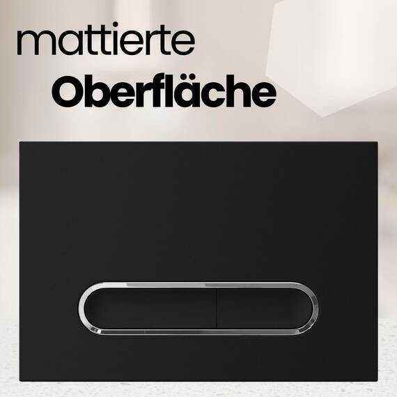 MYLAVABO Drückerplatte WC Betätigungsplatte passend für Geberit Sigma Vorwandelement für Geberit Spülkasten Sigma UP300, UP320, UP700, UP720 (Schwarz-Chrom oval, Kunststoff)