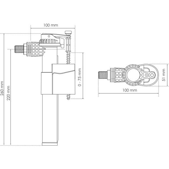 SOMATHERM FOR YOU wirtschaftlich und anpassungsfähig Füllventil für Toilettenversorgungsseite - Messing Kupplung M12 / 17 (3/8)