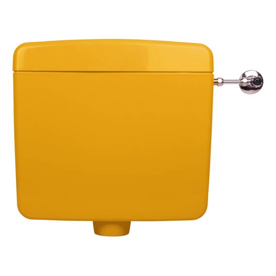 Calmwaters® Spülkasten Curry mit Spül-Stopp-Funktion, 6-9 Liter Spülmenge, Aufputzspülkasten WC schmal, flacher Spülkasten Elements, Aufputz-Montage, Start-Stopp-Taste, Curry-Gelb, 29HB2729