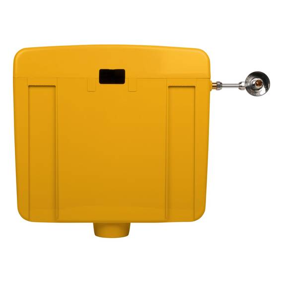 Calmwaters® Spülkasten Curry mit Spül-Stopp-Funktion, 6-9 Liter Spülmenge, Aufputzspülkasten WC schmal, flacher Spülkasten Elements, Aufputz-Montage, Start-Stopp-Taste, Curry-Gelb, 29HB2729