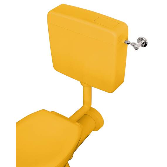 Calmwaters® Spülkasten Curry mit Spül-Stopp-Funktion, 6-9 Liter Spülmenge, Aufputzspülkasten WC schmal, flacher Spülkasten Elements, Aufputz-Montage, Start-Stopp-Taste, Curry-Gelb, 29HB2729