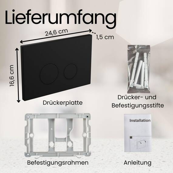 MYLAVABO Drückerplatte WC Betätigungsplatte passend für Geberit Sigma Vorwandelement Spülkasten Sigma UP300, UP320, UP700, UP720 (schwarz-schwarz, Kunststoff)
