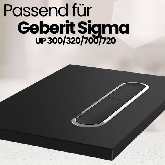 MYLAVABO Drückerplatte WC Betätigungsplatte passend für Geberit Sigma Vorwandelement für Geberit Spülkasten Sigma UP300, UP320, UP700, UP720 (Schwarz-Chrom oval, Kunststoff)