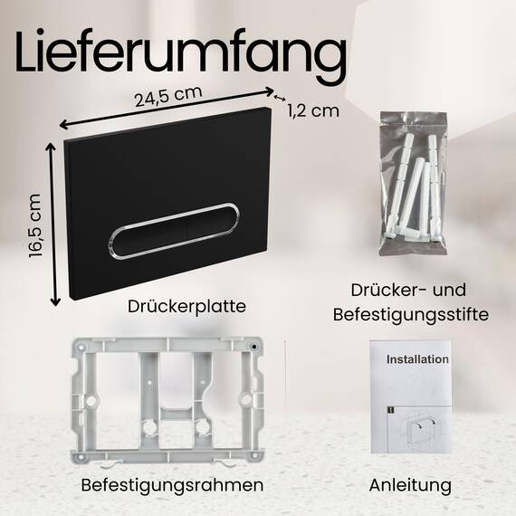 MYLAVABO Drückerplatte WC Betätigungsplatte passend für Geberit Sigma Vorwandelement für Geberit Spülkasten Sigma UP300, UP320, UP700, UP720 (Schwarz-Chrom oval, Kunststoff)