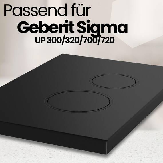 MYLAVABO Drückerplatte WC Betätigungsplatte passend für Geberit Sigma Vorwandelement Spülkasten Sigma UP300, UP320, UP700, UP720 (schwarz-schwarz, Kunststoff)