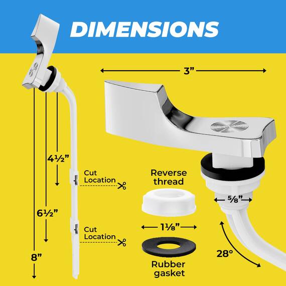 Qualihome Der Spülkasten Ersatz Hebel Entlastung American Standard 28-Grad-Winkel Arm, Chrom