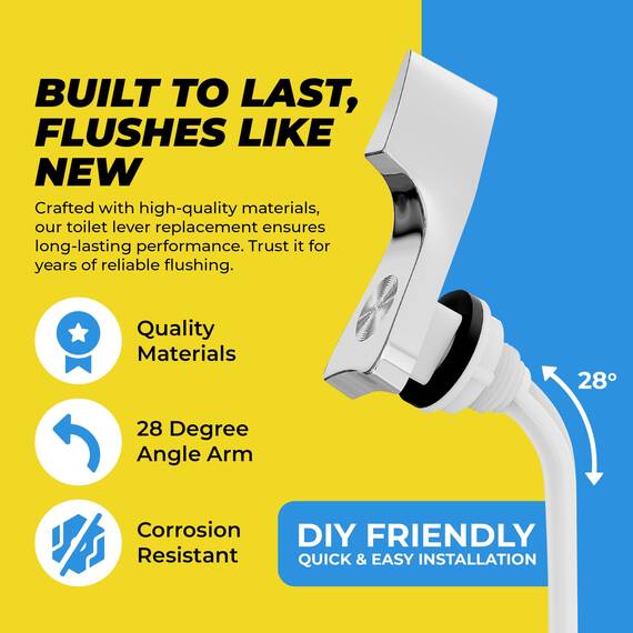 Qualihome Der Spülkasten Ersatz Hebel Entlastung American Standard 28-Grad-Winkel Arm, Chrom