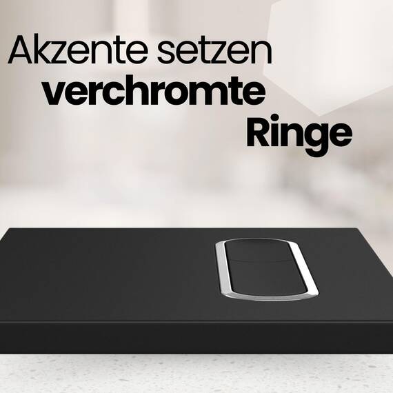MYLAVABO Drückerplatte WC Betätigungsplatte passend für Geberit Sigma Vorwandelement für Geberit Spülkasten Sigma UP300, UP320, UP700, UP720 (Schwarz-Chrom oval, Kunststoff)