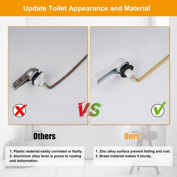 Hibbent Universal-Ersatzgriff für WC-Griff, mit Edelstahl-Flapperketten, für die meisten Toiletten-Frontmontage, Weiß, WC-Griff