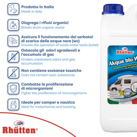 Rhutten 180312 Chemieflüssigkeit Akqua Blau WC 5 Liter