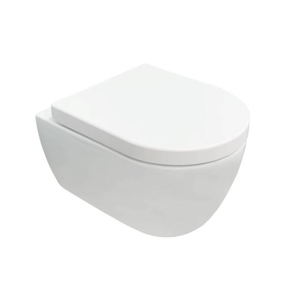 NEG Design Hänge-WC Uno11RK (48,5 cm) randlos & spritzfrei, verdeckte Montage mit Nano-Versiegelung inkl. abnehmbarem Soft-Close WC-Sitz