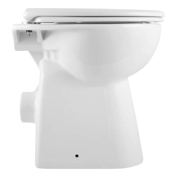 Calmwaters® Spülrandloses WC Komplettset Elements Wellness mit Toilettendeckel, erhöhtes Stand WC + 7 cm, abnehmbarer WC-Sitz mit Absenkautomatik & Schnellbefestigung, Tiefspüler, Weiß, 07AB3134