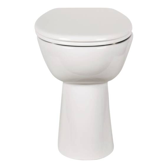 Calmwaters® Spülrandloses WC Komplettset Elements Wellness mit Toilettendeckel, erhöhtes Stand WC + 7 cm, abnehmbarer WC-Sitz mit Absenkautomatik & Schnellbefestigung, Tiefspüler, Weiß, 07AB3134
