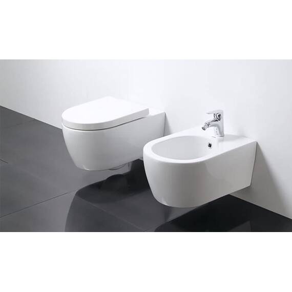 NEG Design Hänge-WC Uno11RK (48,5 cm) randlos & spritzfrei, verdeckte Montage mit Nano-Versiegelung inkl. abnehmbarem Soft-Close WC-Sitz