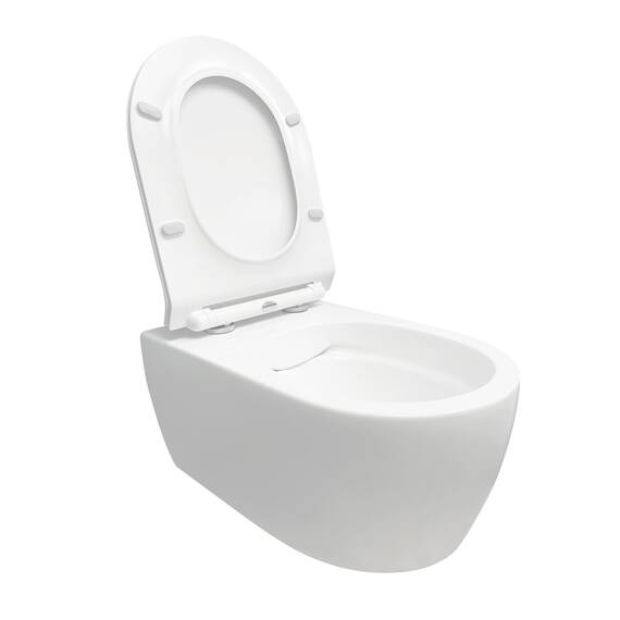 NEG Design Hänge-WC Uno11RL-Slimline (55,5 cm) randlos & spritzfrei verdeckte Montage mit Nano-Versiegelung inkl. abnehmbarem Softclose WC-Sitz (extraflach)