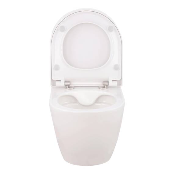 Calmwaters® Wand WC spülrandlos Weiß, mit WC-Sitz, Raumspar WC: 45 cm Ausladung, mit Absenkautomatik, Tiefspüler, Hänge WC, Wandmontage, Sanitärkeramik, 08AB6159