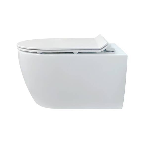 NEG Design Hänge-WC NEG Uno11RK-Slimline (48,5 cm) randlos & spritzfrei verdeckte Montage mit Nano-Versiegelung inkl. abnehmbarem Softclose WC-Sitz (extraflach)
