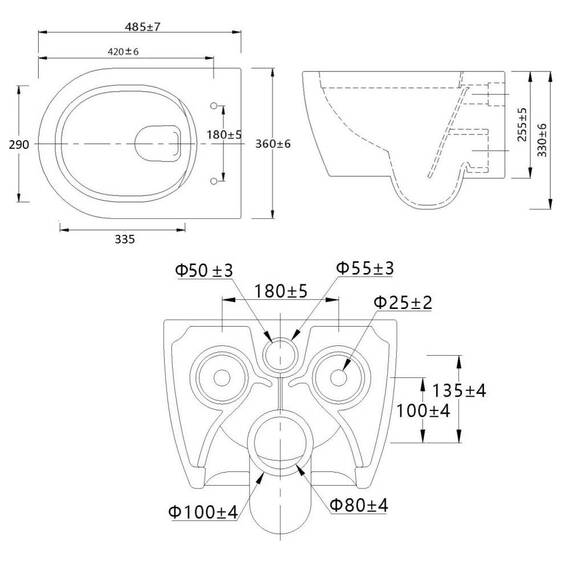 NEG Design Hänge-WC Uno11RK (48,5 cm) randlos & spritzfrei, verdeckte Montage mit Nano-Versiegelung inkl. abnehmbarem Soft-Close WC-Sitz
