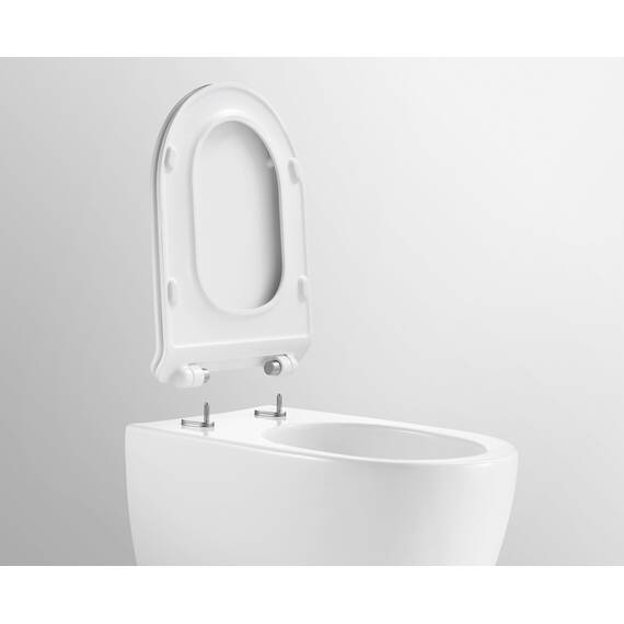 NEG Design Hänge-WC Toilette mit 360° Tornad00 Spülung, randloses Design, inkl. Softclose WC-Sitz aus Duroplast abnehmbar