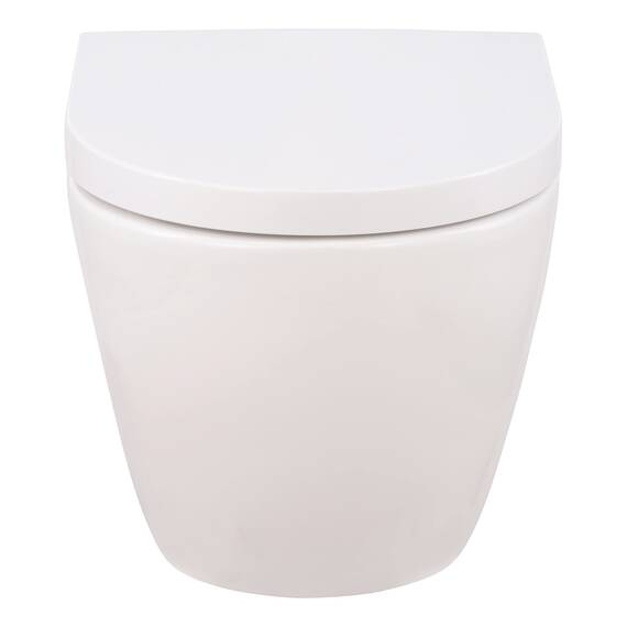 Calmwaters® Wand WC spülrandlos Weiß, mit WC-Sitz, Raumspar WC: 45 cm Ausladung, mit Absenkautomatik, Tiefspüler, Hänge WC, Wandmontage, Sanitärkeramik, 08AB6159