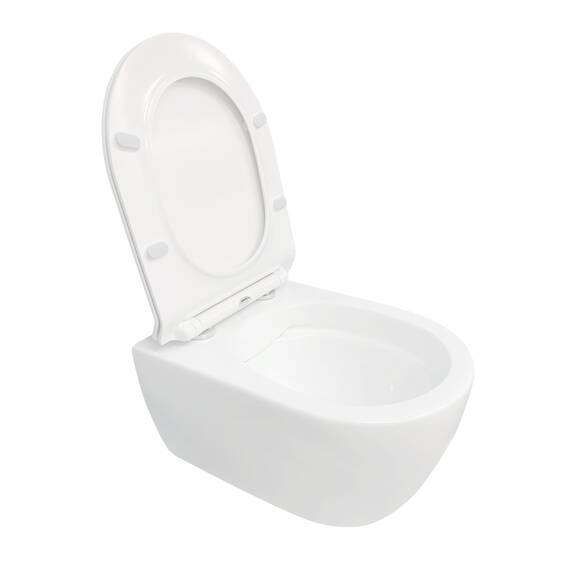 NEG Design Hänge-WC NEG Uno11RK-Slimline (48,5 cm) randlos & spritzfrei verdeckte Montage mit Nano-Versiegelung inkl. abnehmbarem Softclose WC-Sitz (extraflach)