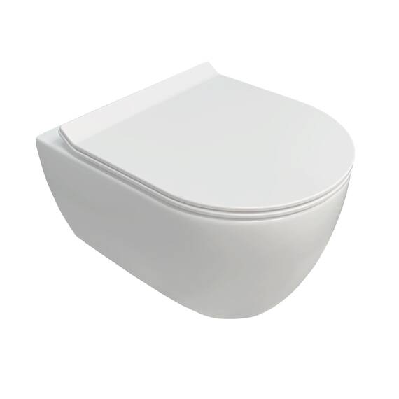 NEG Design Hänge-WC NEG Uno11RK-Slimline (48,5 cm) randlos & spritzfrei verdeckte Montage mit Nano-Versiegelung inkl. abnehmbarem Softclose WC-Sitz (extraflach)