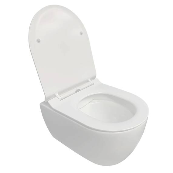 NEG Design Hänge-WC NEG Uno11RK-Slimline (48,5 cm) randlos & spritzfrei verdeckte Montage mit Nano-Versiegelung inkl. abnehmbarem Softclose WC-Sitz (extraflach)