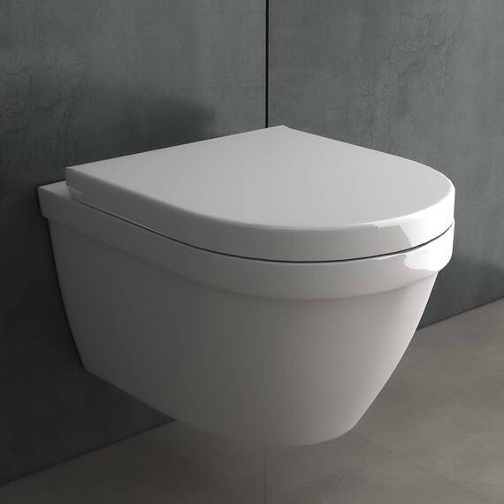 Alpenberger Wand WC Spülrandlos | Moderne Toilette WC Set | Tiefspüler Hänge WC | Toilettendeckel D Form | WC Sitz mit Absenkautomatik | Gäste WC mit Nano | Passend zu Geberit