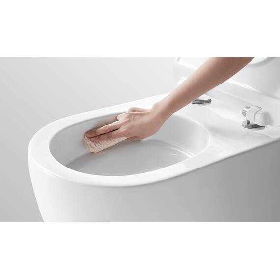NEG Design Hänge-WC Toilette mit 360° Tornad00 Spülung, randloses Design, inkl. Softclose WC-Sitz aus Duroplast abnehmbar
