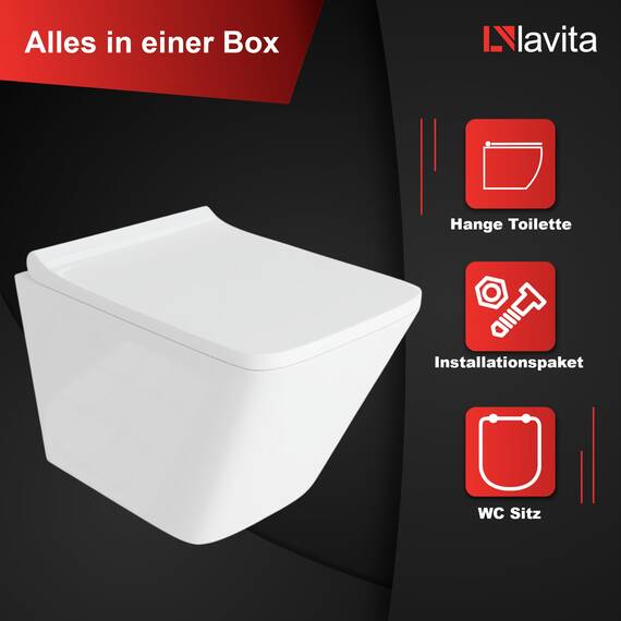GEBERIT Duofix Basic Vorwandelement + Wand Tiefspül WC Maio Weiß Spülrandlos + WC Sitz + Bedienplatte Delta 25 Weißer Knopf Komplettset Unterputz Spülkasten Toilette Komplett Sett WC
