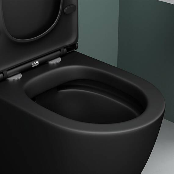 Mai & Mai Stand-WC 179T aus Keramik spülrandloses-WC matt schwarz 36x63x82cm bodenstehende-Toilette inkl.Spülkasten