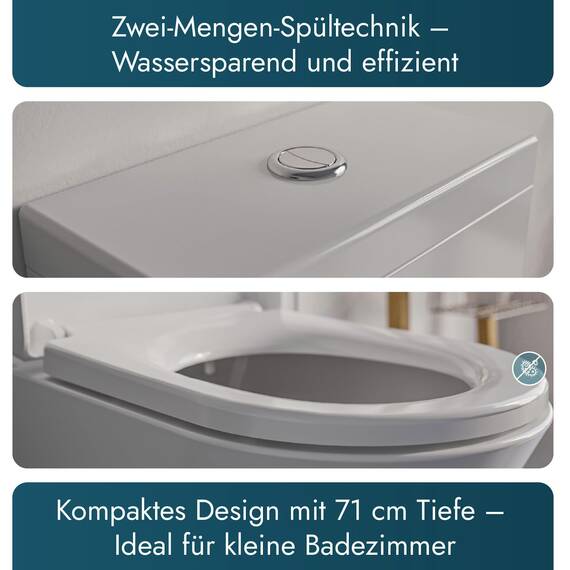 Bernstein Stand-WC mit Spülkasten CT1099, Stand-WC aus Keramik in Weiß - inkl. WC-Deckel aus Duroplast mit Absenkautomatik - Wasseranschluss oben