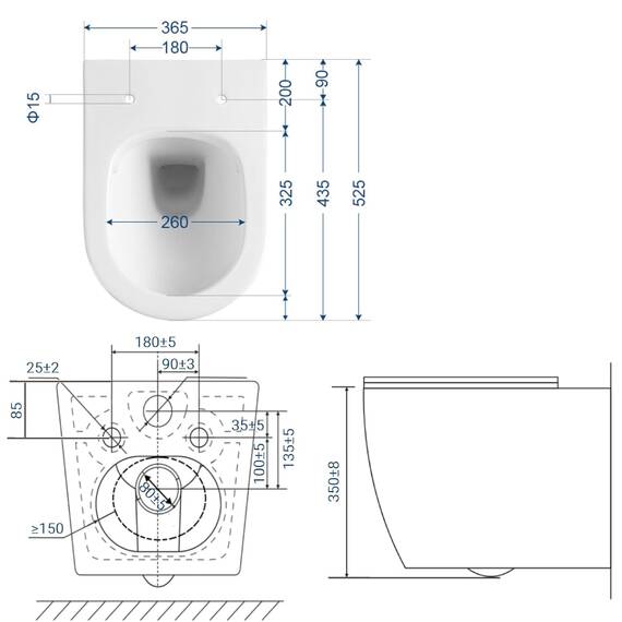 Hänge WC Spülrandlos WC Set aus Keramik-Hängetoilette mit Softclose WC-Sitz-Wand WC mit Lotus Effekt Nano Beschichtung-Hänge WC Spülrandlos-Kloschüssel für Bäder